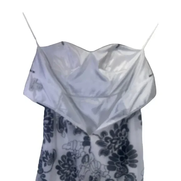White House Black Market Sleeveless Princess Empire Waist Floral White/Blk Sz 8 - Picture 7 of 11